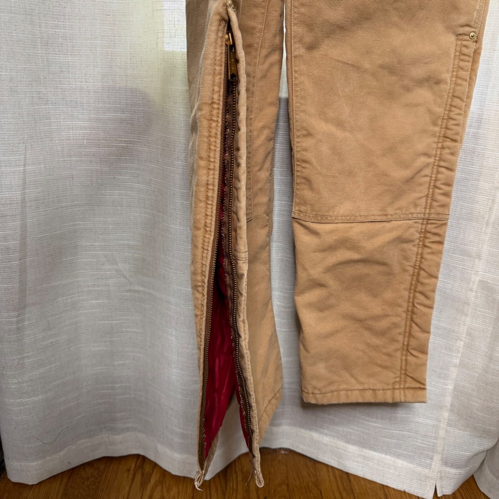 Vintage Carhartt R02 BRN Quilt Line Double Knee Duck Canvas Overalls USA 44 x 34 - Picture 5 of 12